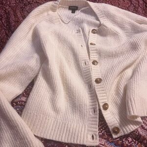 Torrid Ivory Ribbed Button-Front Sweater cropped
